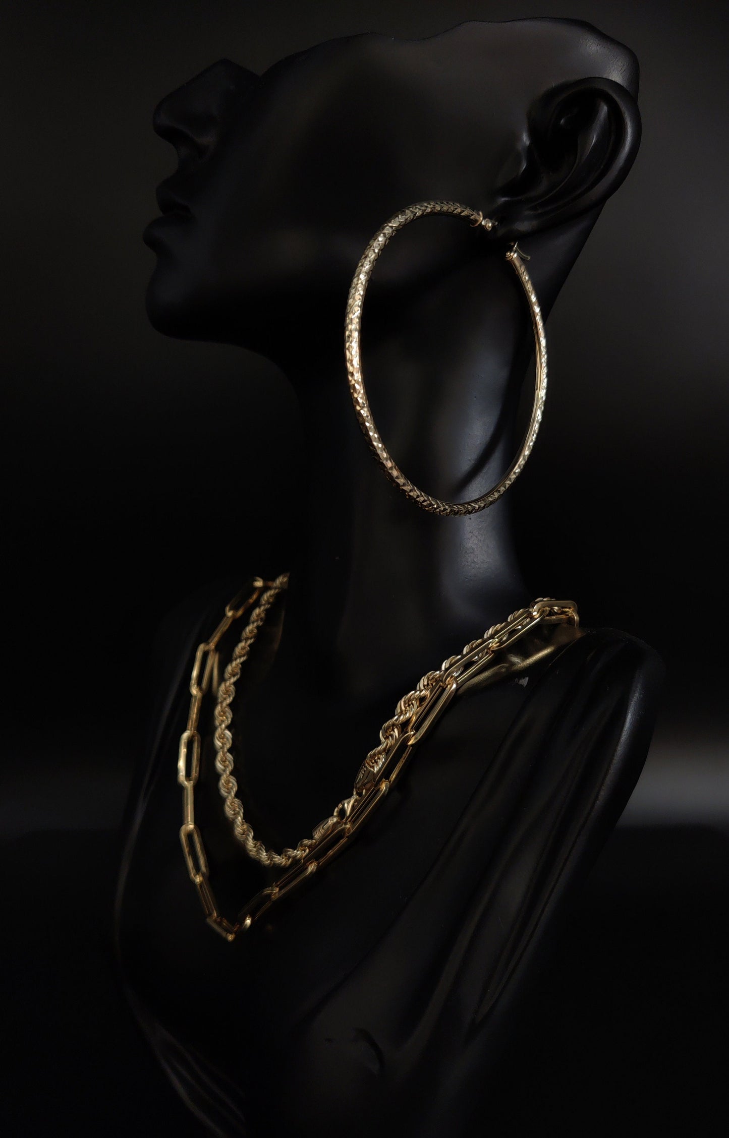 10k Real Yellow Gold Diamond Cut  Hoop Earrings, 3mm  Thickness, 10k Shinny Gold Round Hoop Earrings,Mother's Day Gift