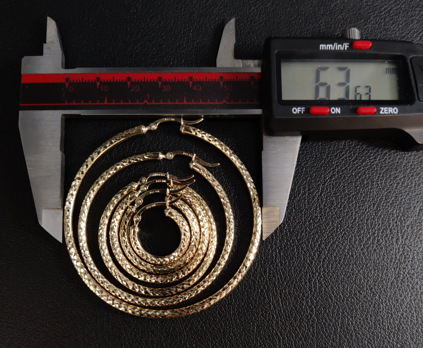 10k Real Yellow Gold Diamond Cut  Hoop Earrings, 3mm  Thickness, 10k Shinny Gold Round Hoop Earrings,Mother's Day Gift