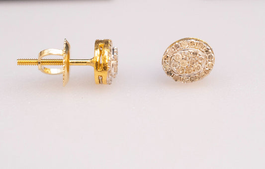 Real Diamond Elliptic Earrings, 14K Gold Diamond Earring , 14K Solid Gold Oval Diamond Earring ,Christmas Special , Diamond Women Earring