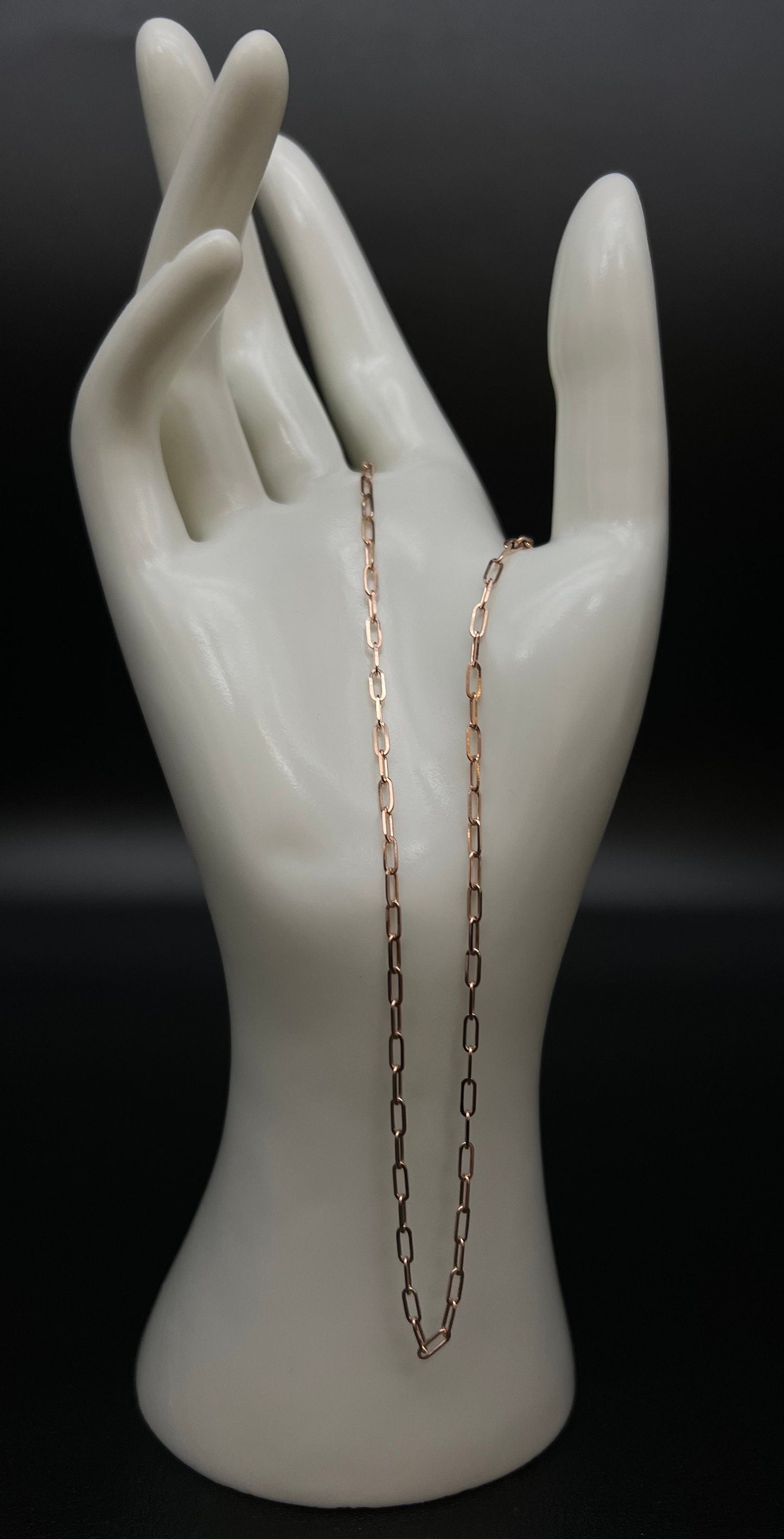 Solid 14k Rose Gold Italian Paperclip Chain Necklace 1.5mm and 2mm  Women, 14k Italian Style Paperclip ,14k Rose Gold Paperclips