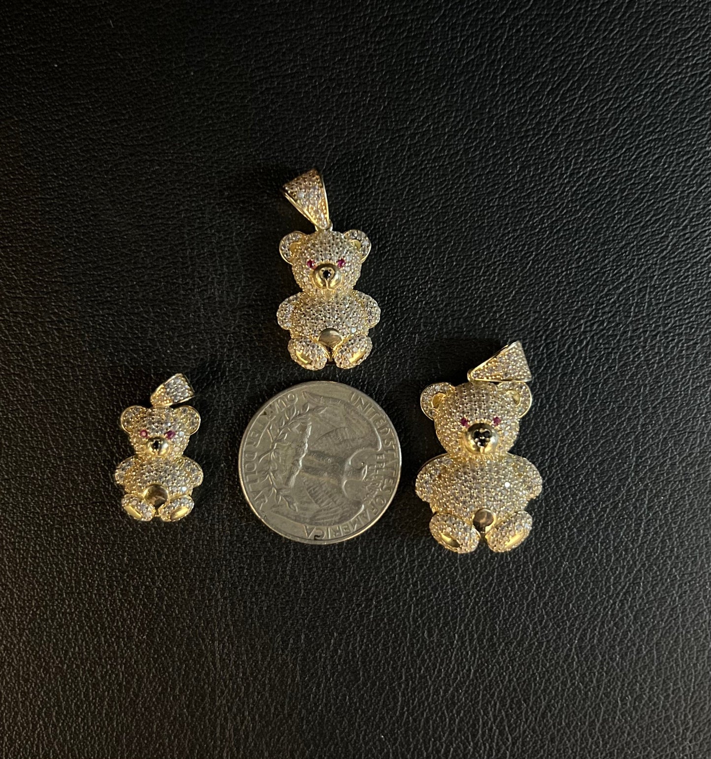 14k Real Gold Pendants Necklace,14K Real Gold Teddy Bear, 14k Real Gold Miami Cuban Chain Necklace,14k Gold Teddy Bear, Women and Men Charm