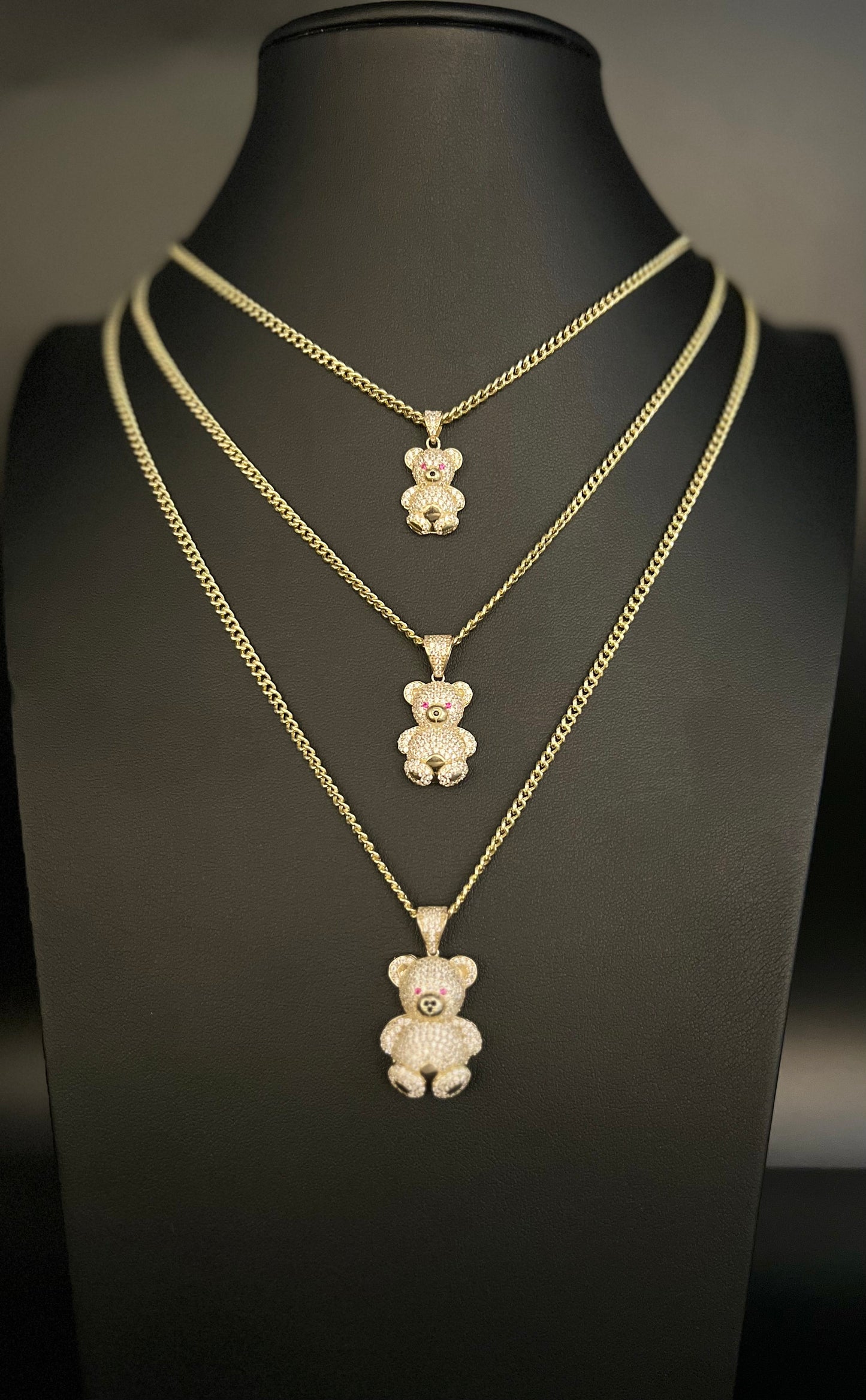 14k Real Gold Pendants Necklace,14K Real Gold Teddy Bear, 14k Real Gold Miami Cuban Chain Necklace,14k Gold Teddy Bear, Women and Men Charm