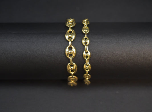 14K Real Gold Puffed Mariner Bracelet, 14K Gold 4.5mm - 9mm Puffed Mariner Bracelet, 14k Women Bracelet, 14K Yellow Gold Puffed Mariner