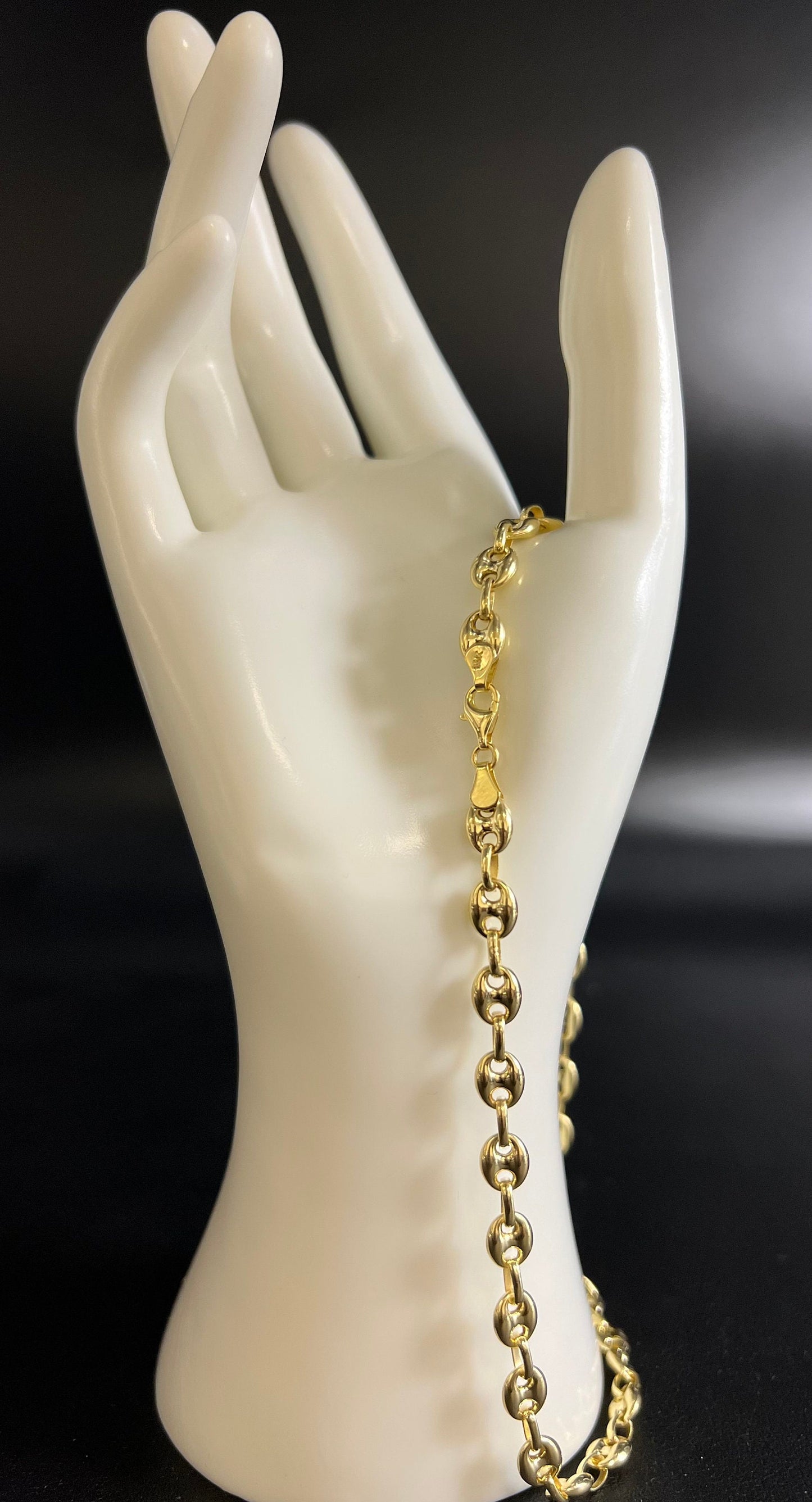 14K Real Gold Puffed Mariner Bracelet, 14K Gold 4.5mm - 9mm Puffed Mariner Bracelet, 14k Women Bracelet, 14K Yellow Gold Puffed Mariner