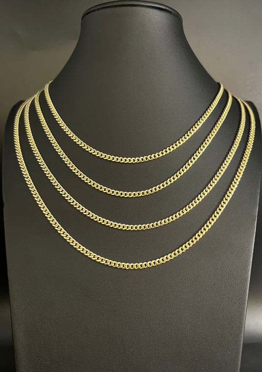 10k Real Gold Miami Cuban Link Chain Necklace and Bracelet 3.8 mm Real 10K Yellow Gold, Man Gold Chain,Ladies Gold Chain, 10k Gold Chain