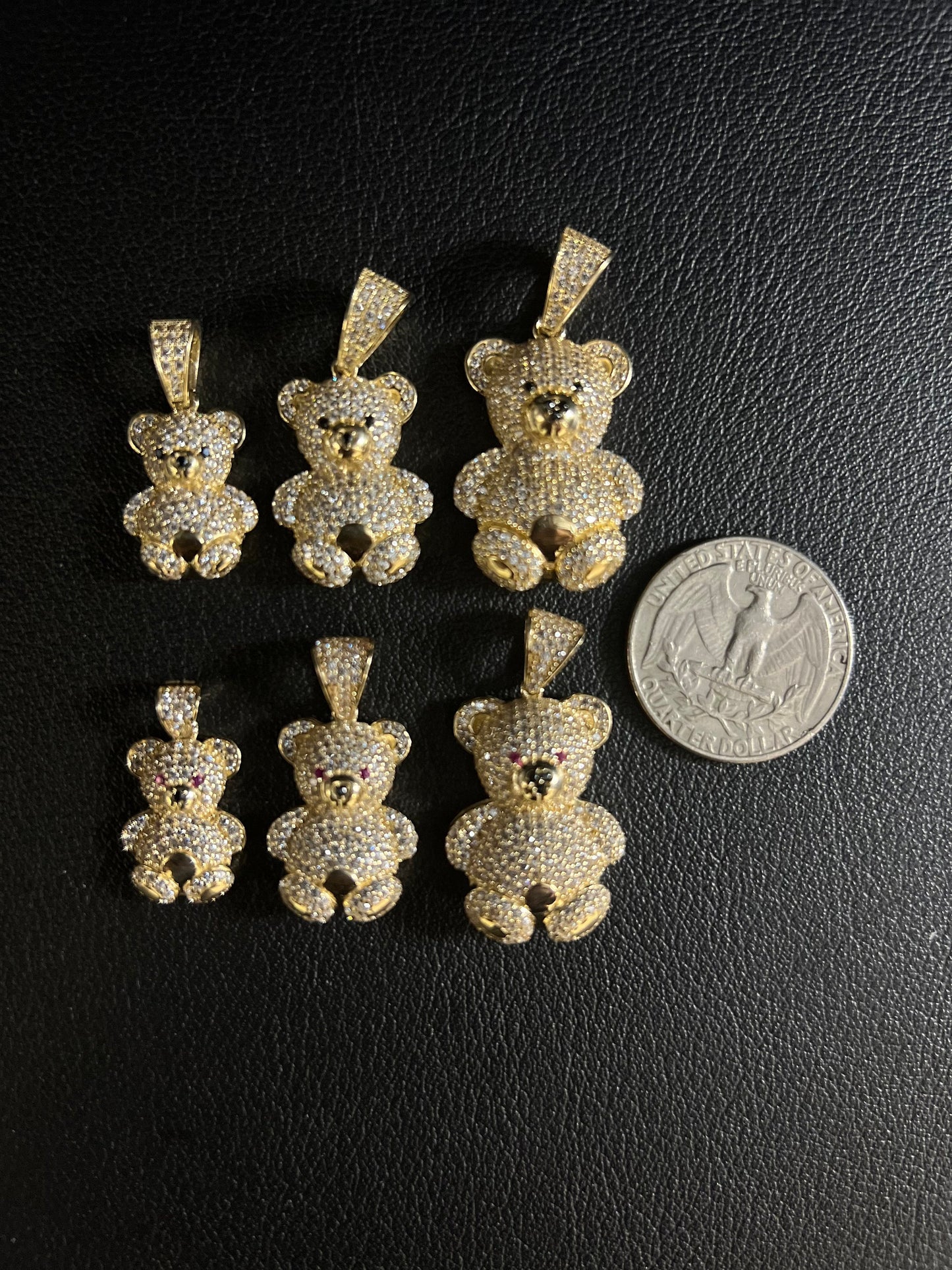 14k Real Gold Pendants Necklace,14K Real Gold Teddy Bear, 14k Real Gold Miami Cuban Chain Necklace,14k Gold Teddy Bear, Women and Men Charm