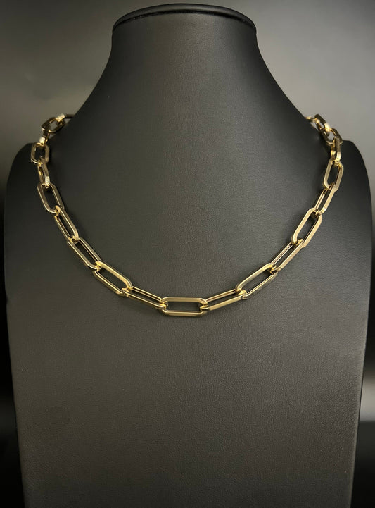 14k Real Yellow Gold Heavy Paperclip Chain Necklace 9mm Women,Man ,Real 14k Yellow Gold Chunky Paperclips,Heavy 14k gold Paperclips Chain