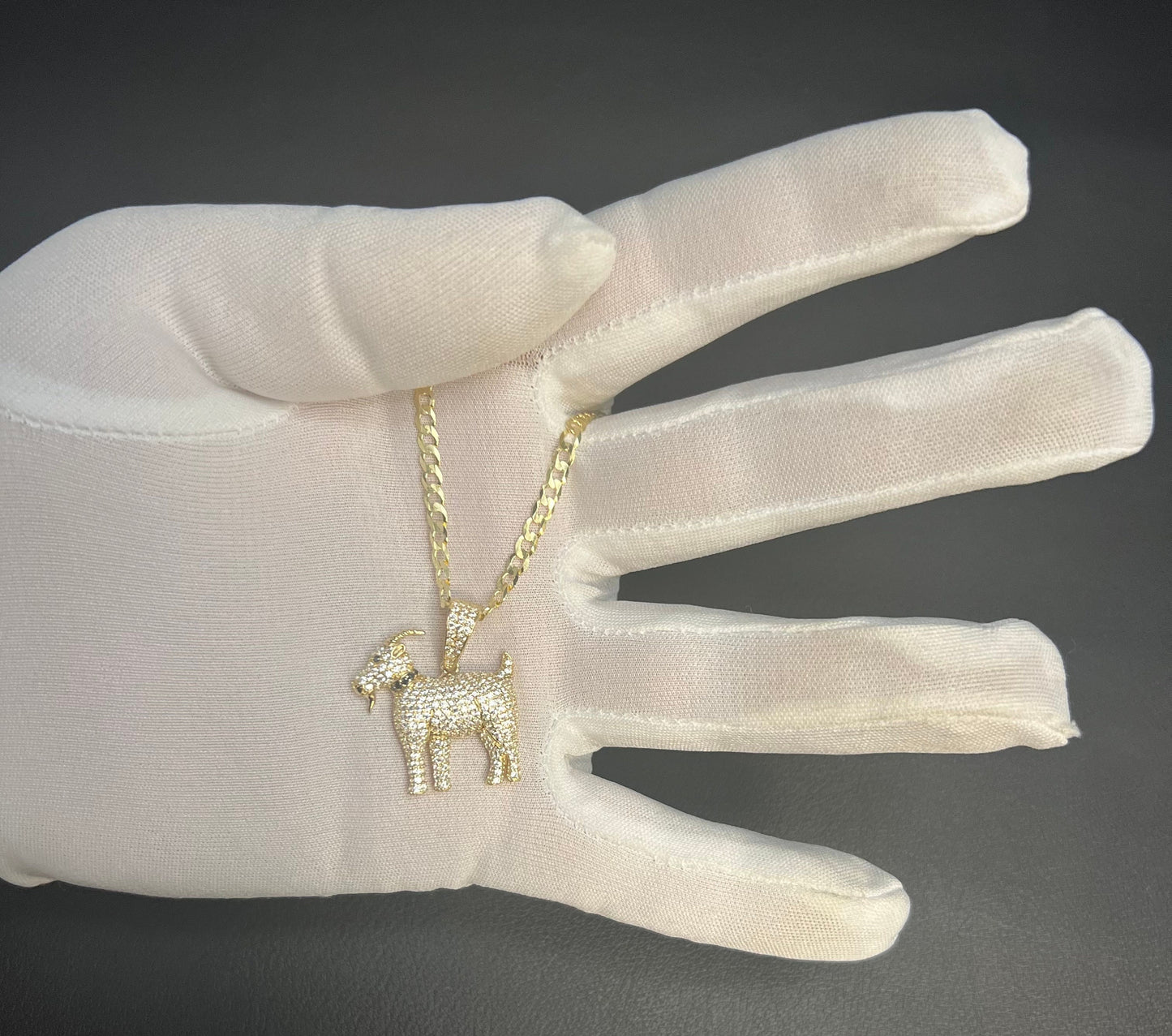 14k Real Gold GOAT Necklace,14K Real SOLID Gold G.O.A.T Charm, 14k Gold 3mm Solid Cuban Curb Chain Necklace,14k Solid Gold Goat Pendant