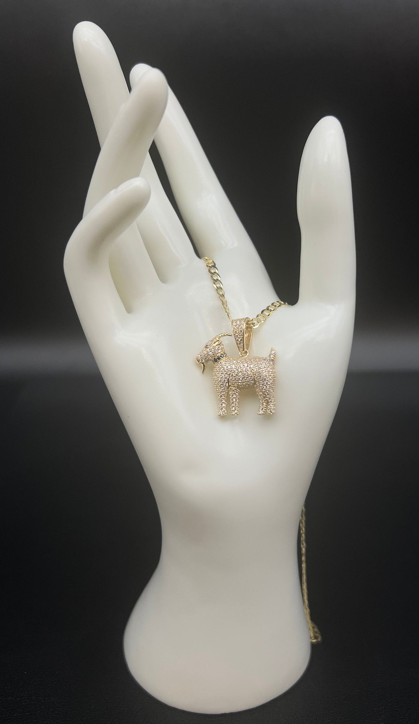14k Real Gold GOAT Necklace,14K Real SOLID Gold G.O.A.T Charm, 14k Gold 3mm Solid Cuban Curb Chain Necklace,14k Solid Gold Goat Pendant