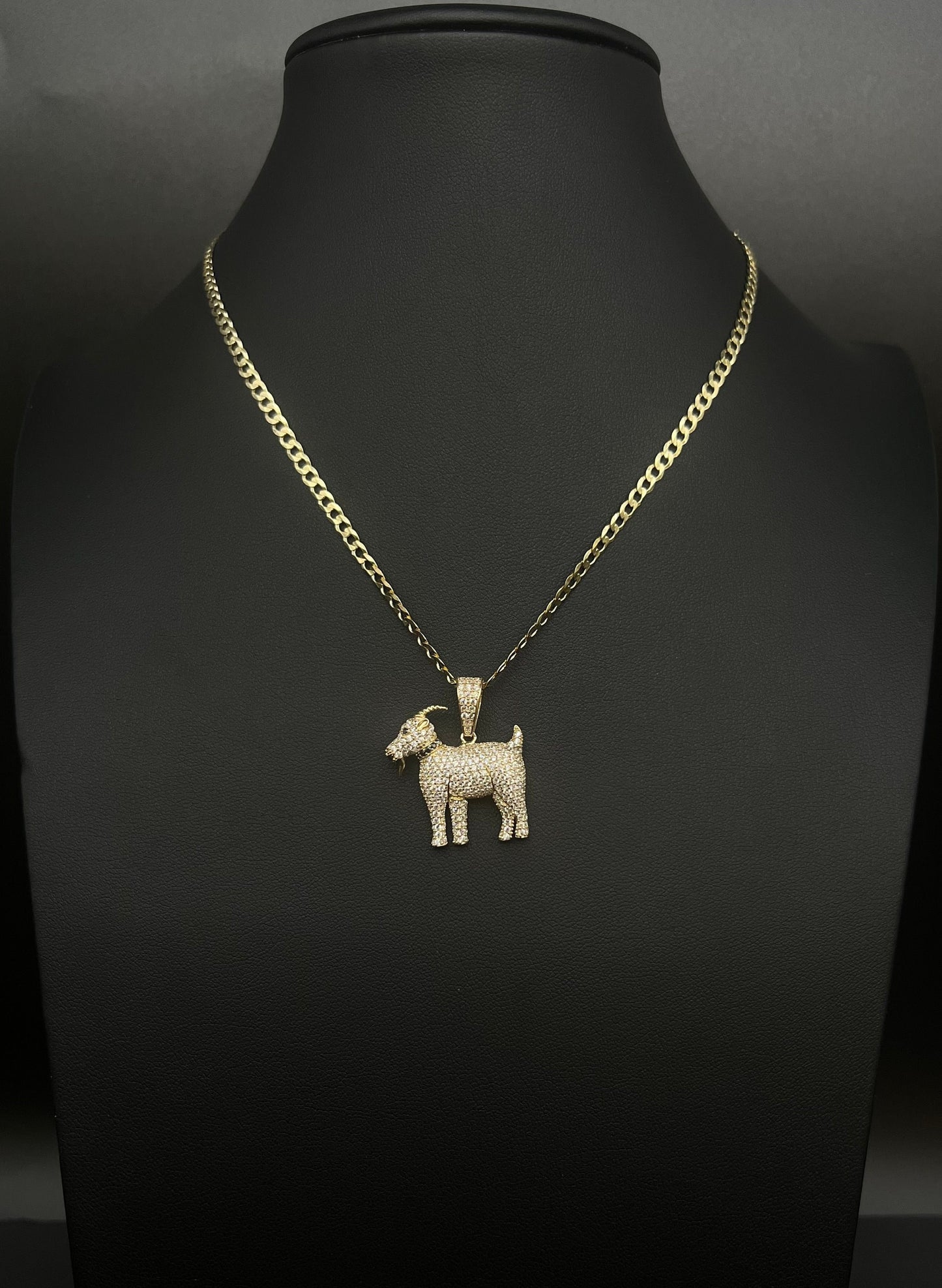14k Real Gold GOAT Necklace,14K Real SOLID Gold G.O.A.T Charm, 14k Gold 3mm Solid Cuban Curb Chain Necklace,14k Solid Gold Goat Pendant