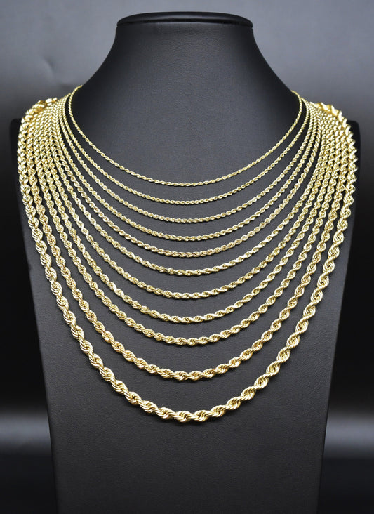 14K Gold Rope Chain Gold Rope Chain Necklace 2mm 2.3mm 2.5mm 3mm 3.5mm 4mm 6mm 18-26 inches, 14K Gold Rope Chain, 14K Gold Chain,  Men Women