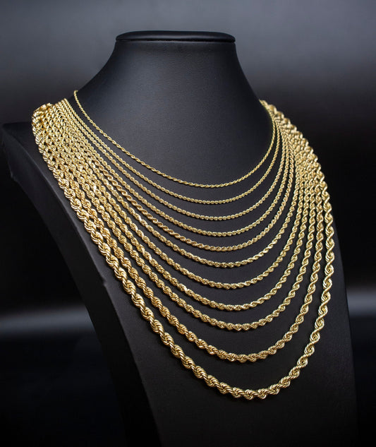 14K Gold Rope Chain Gold Rope Chain Necklace 2mm 2.3mm 2.5mm 3mm 3.5mm 4mm 6mm 18-26 inches, 14K Gold Rope Chain, 14K Gold Chain,  Men Women