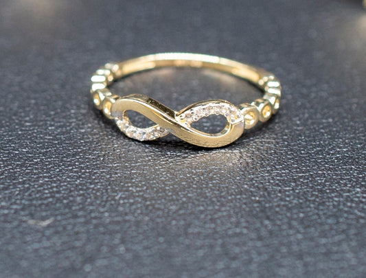 14k Real Solid Yellow Gold Infinity Ring, 14k Solid Gold Women Dainty Ring, Infinity Symbol Gemstone Gold Ring for Women, Gift, Gold Ring