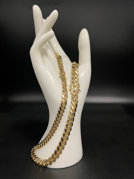 14k Real Gold Miami Cuban Link Chain with Box Lock Necklace, 8 mm and 10 mm Real 14K Yellow Gold,Gold Chain, 14k Gold Chain, 14K Royal Miami