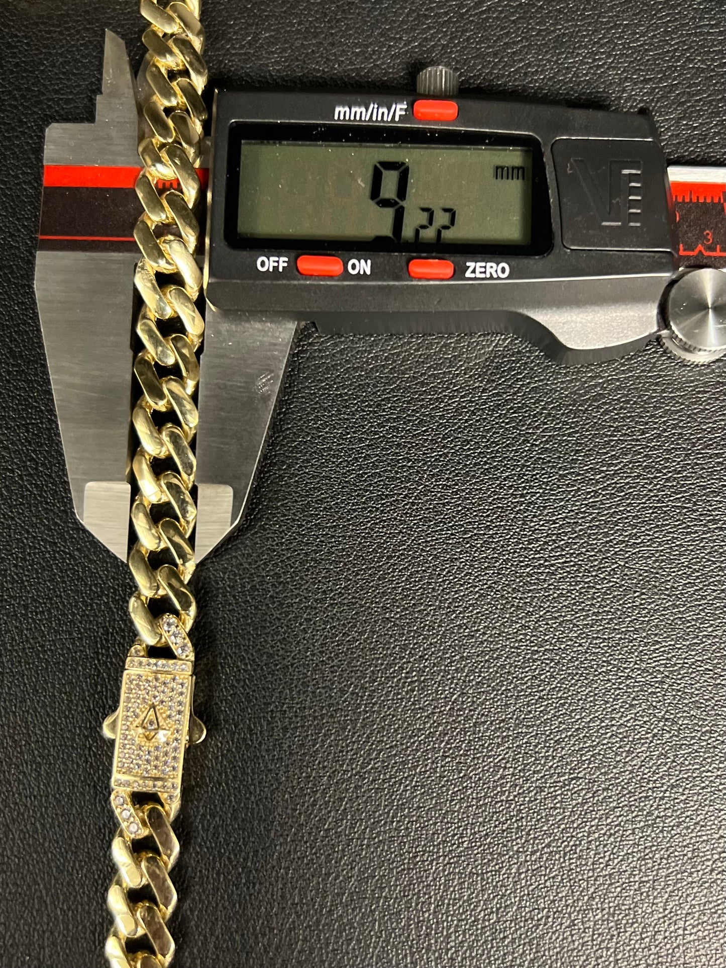 14k Real Gold Miami Cuban Link Chain with Zirconia Box Lock Necklace and Bracelet , 5.2mm - 11mm Real 14K Yellow Gold, 14k Gold Chain