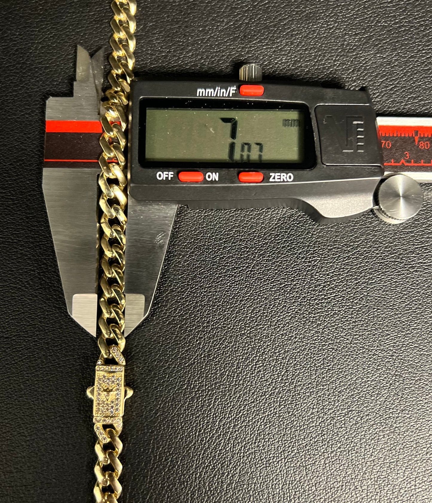 14k Real Gold Miami Cuban Link Chain with Zirconia Box Lock Necklace and Bracelet , 5.2mm - 11mm Real 14K Yellow Gold, 14k Gold Chain