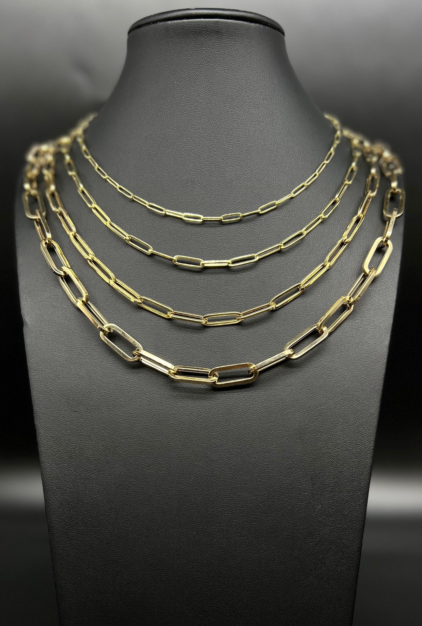 14K Yellow Gold Paperclip Chain Necklace, 14K Real Gold Paperclips Necklace 3mm-9mm, Fancy Women Necklace, Real 14k Yellow Gold