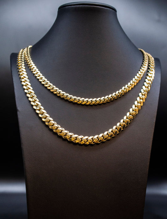 14k Real Gold Miami Cuban Link Chain with Box Lock Necklace, 8 mm and 10 mm Real 14K Yellow Gold,Gold Chain, 14k Gold Chain, 14K Royal Miami