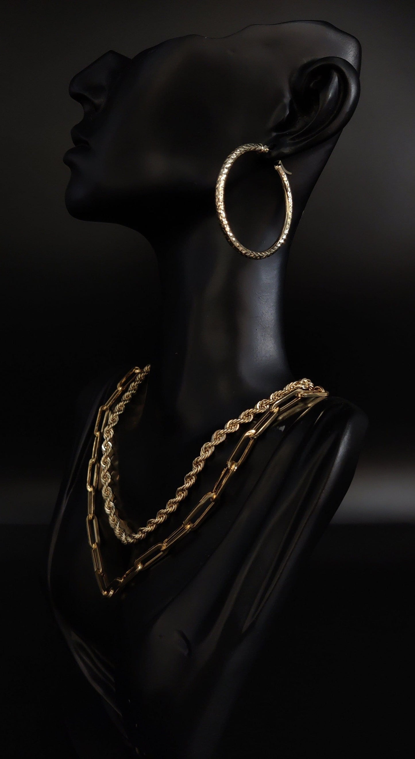 10k Real Yellow Gold Diamond Cut  Hoop Earrings, 3mm  Thickness, 10k Shinny Gold Round Hoop Earrings,Mother's Day Gift