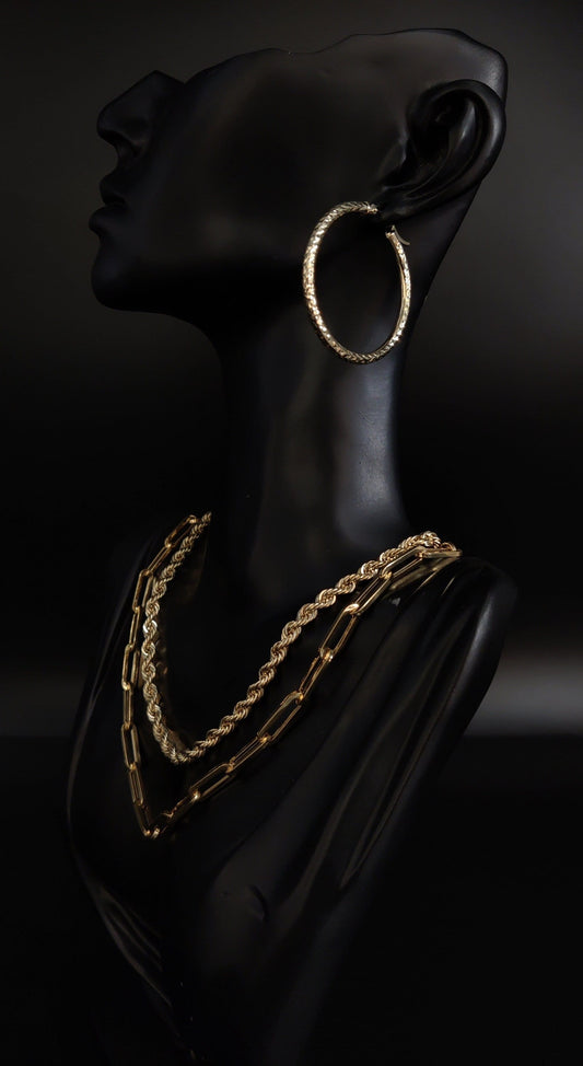 10k Real Yellow Gold Diamond Cut  Hoop Earrings, 3mm  Thickness, 10k Shinny Gold Round Hoop Earrings,Mother's Day Gift