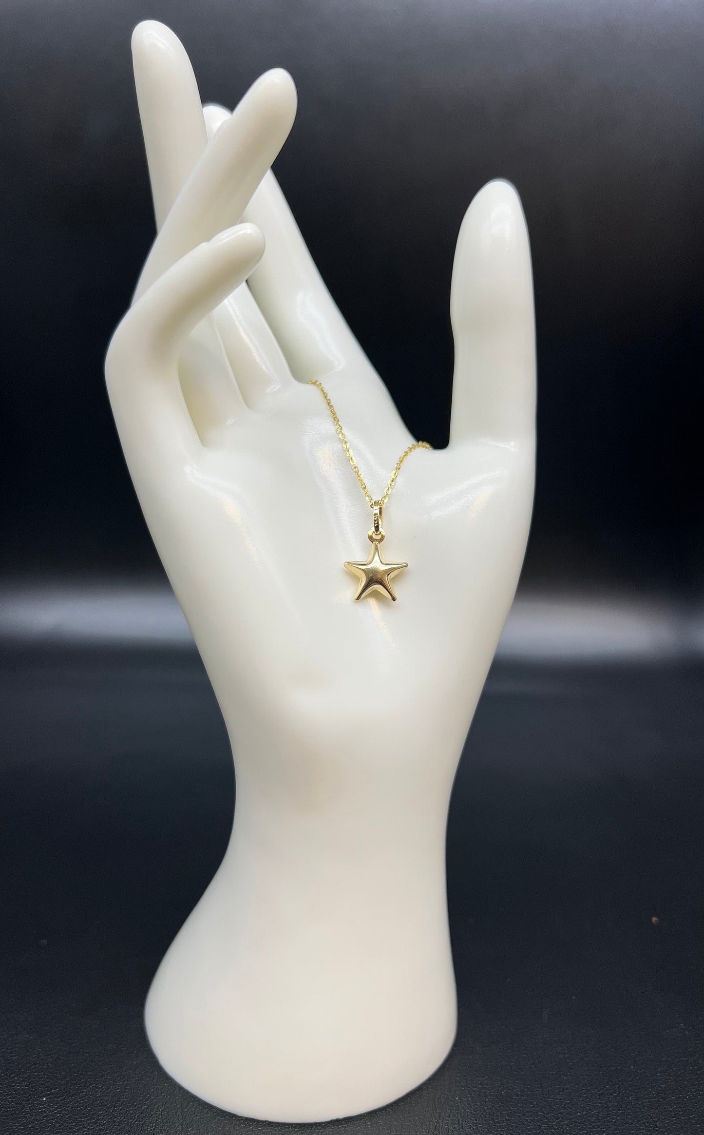 14K Real SOLID Gold Puffed STAR Charm, 14k Real Gold 1 mm Cable  Chain Necklace,14k Gold 3D Star Pendant,14k Real Gold Pendants Necklace