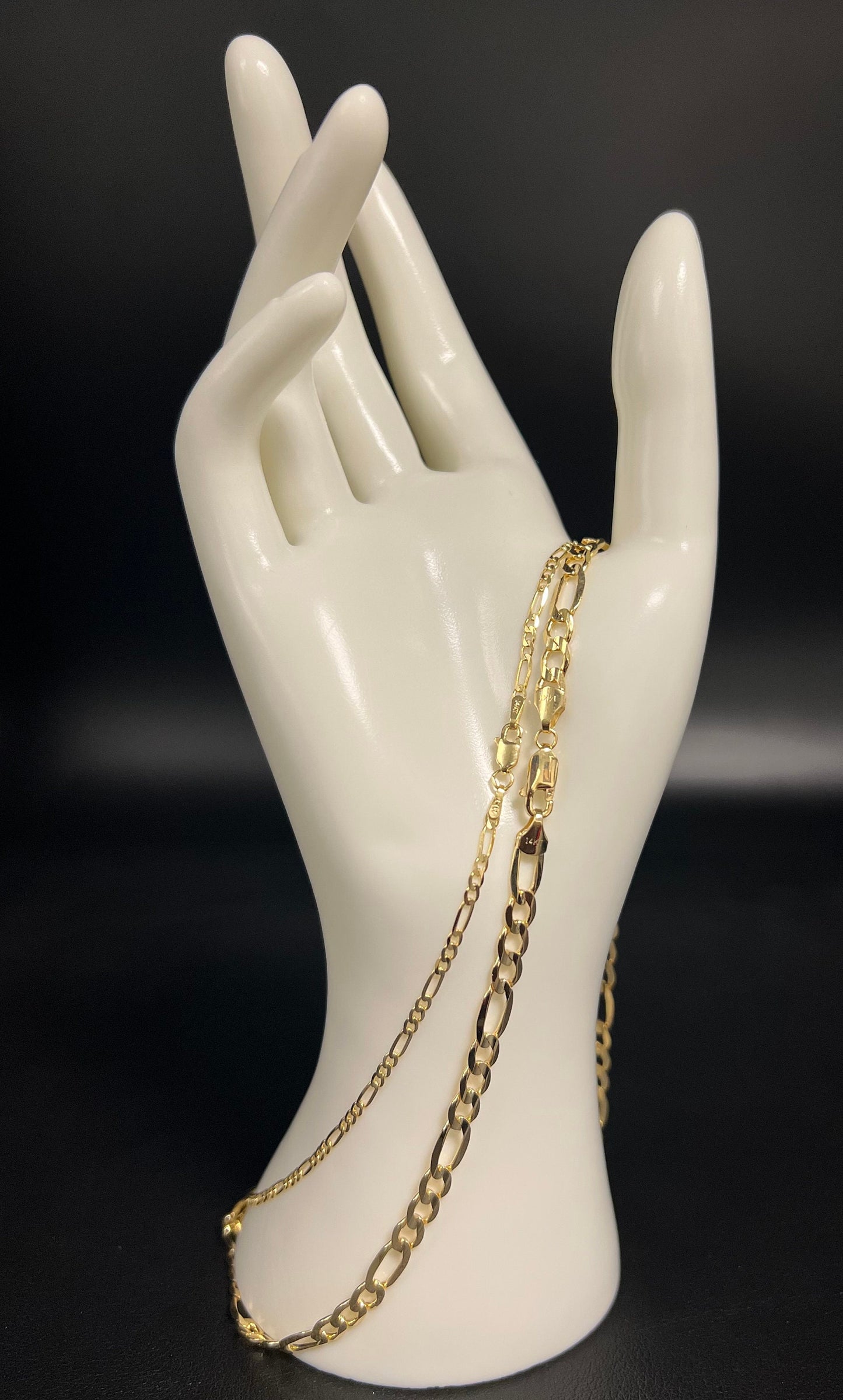 14K Yellow Gold  SOLID Figaro Chain Necklace, 2.4mm, 5mm 16" - 28" Inch, 14k HEAVY Thick Link Chain, Real 14K SOLID Gold Chain, Men Women