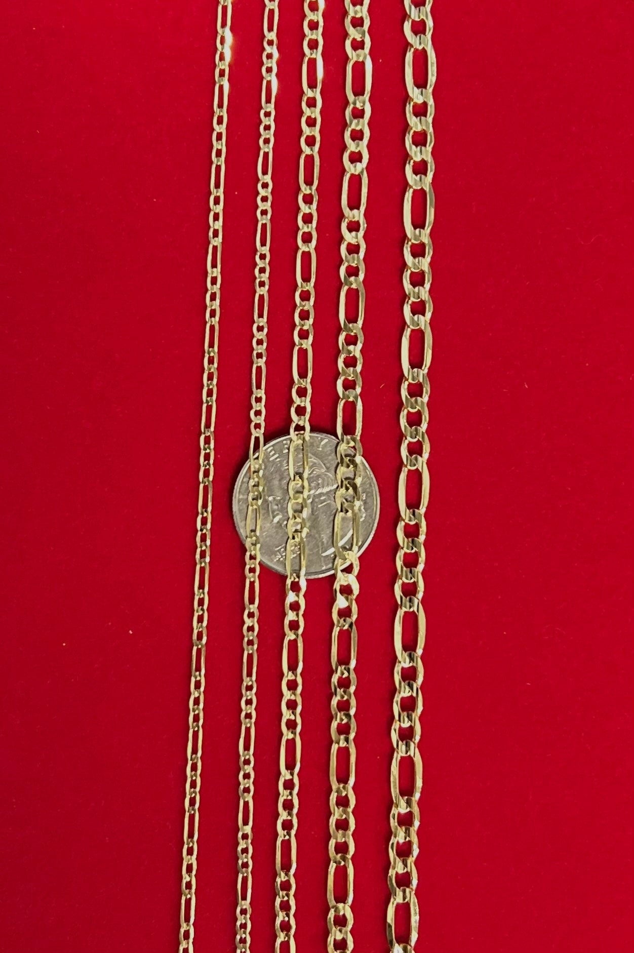 14K Yellow Gold  SOLID Figaro Chain Necklace, 2.4mm, 5mm 16" - 28" Inch, 14k HEAVY Thick Link Chain, Real 14K SOLID Gold Chain, Men Women
