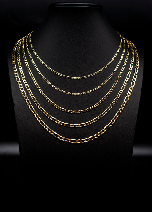14K Yellow Gold SOLID Figaro Chain Necklace, 2.4mm, 5mm 16" - 28" Inch, 14k HEAVY Thick Link Chain, Real 14K SOLID Gold Chain, Men Women
