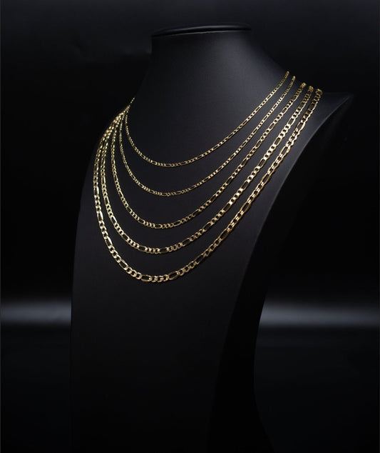 14K Yellow Gold SOLID Figaro Chain Necklace, 2.4mm, 5mm 16" - 28" Inch, 14k HEAVY Thick Link Chain, Real 14K SOLID Gold Chain, Men Women
