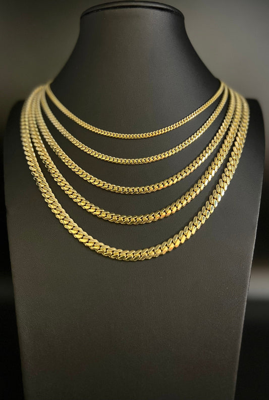 10k Real SOLID Gold Miami Cuban Link Chain Necklace 2mm - 7mm, Real 10K Yellow Gold,Man Gold Chain,Ladies Gold Chain, Heavy 10k Gold Chain
