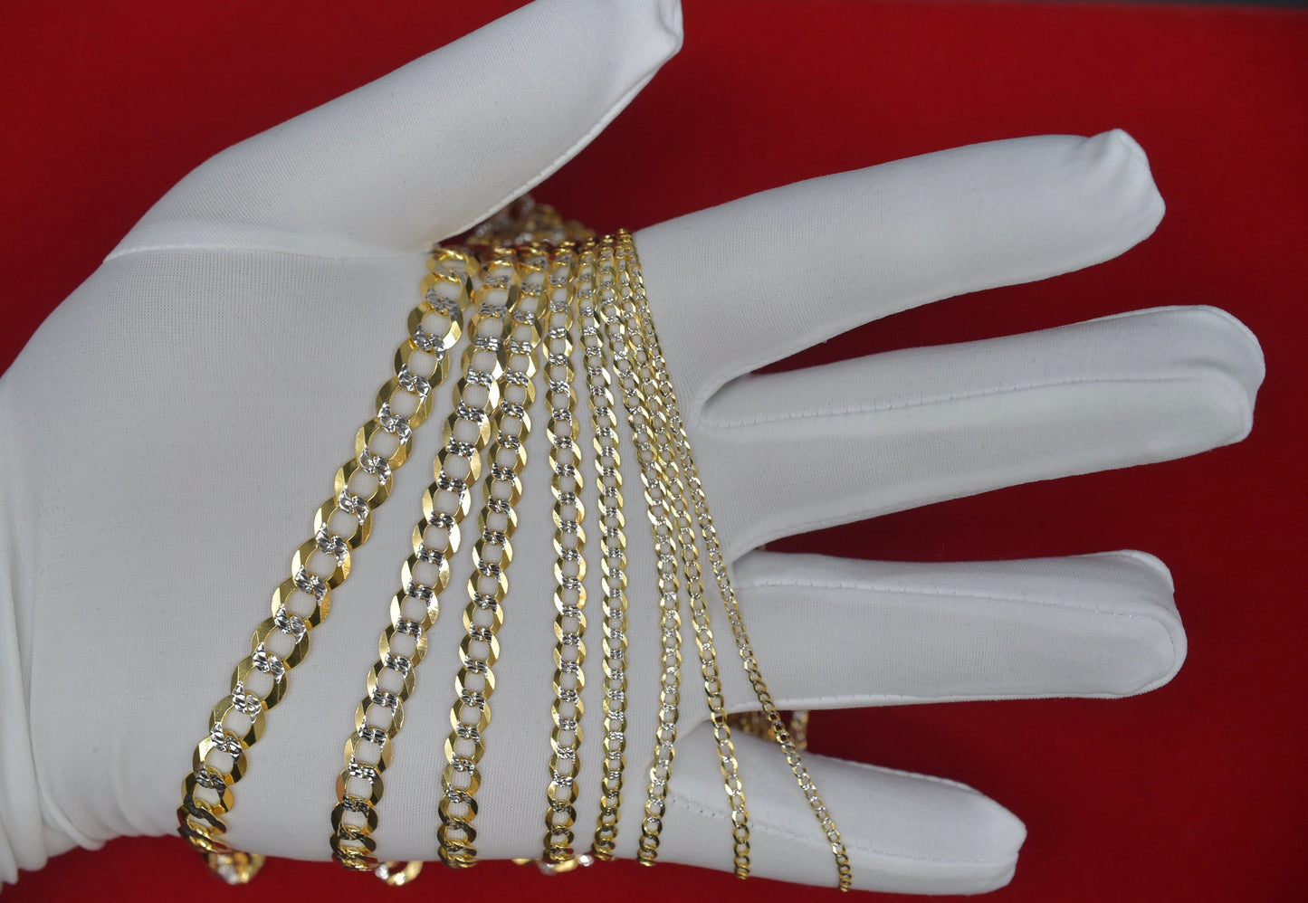 10K SOLID Gold Pave Cuban Link Chain, Two Tone Cuban Curb Necklace, Heavy SOLID Gold Chain, Men Women Cuban Necklace, 10k Real Gold Cuban