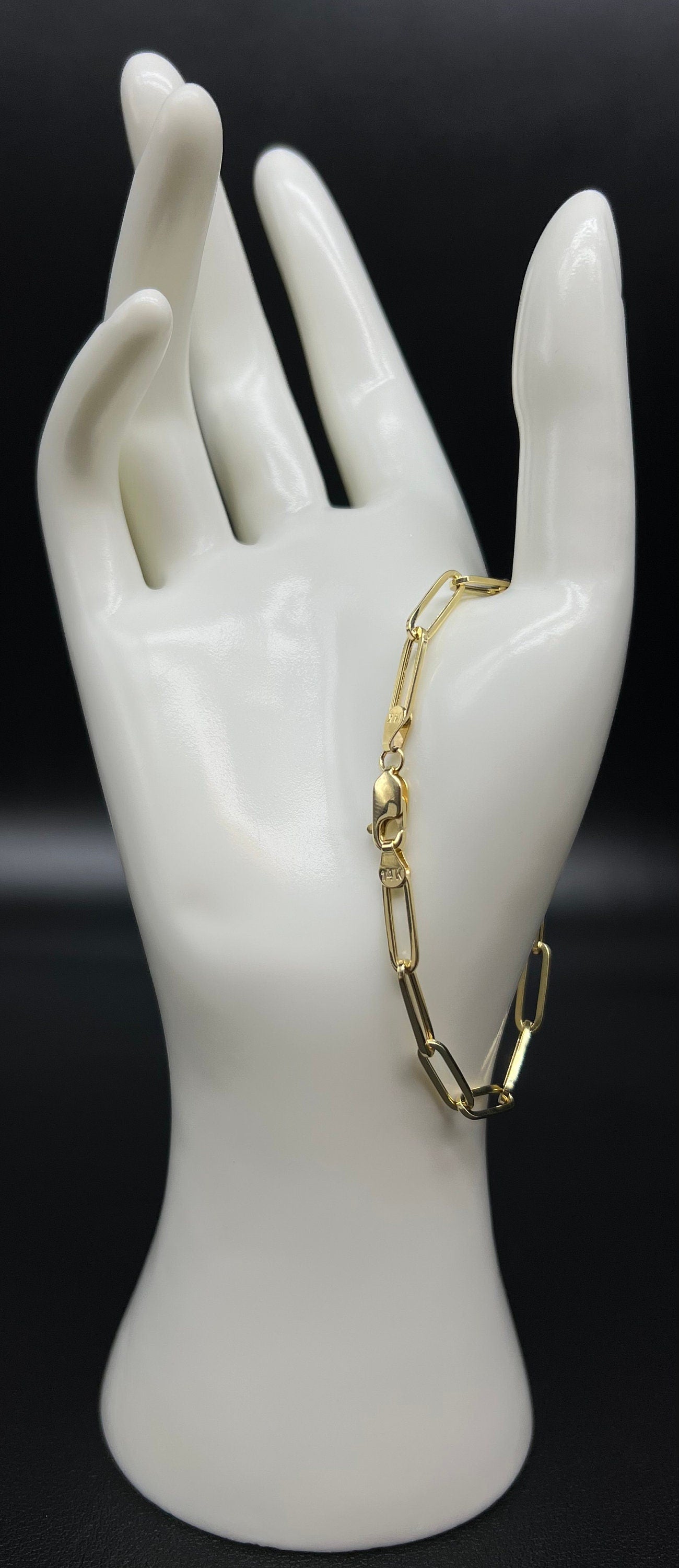 Real 14k Gold Paperclip Chain Bracelet 3MM - 9MM, 14k Yellow Gold Women Bracelet,Fancy Gold Bracelet,14k Gold Paperclips Bracelet