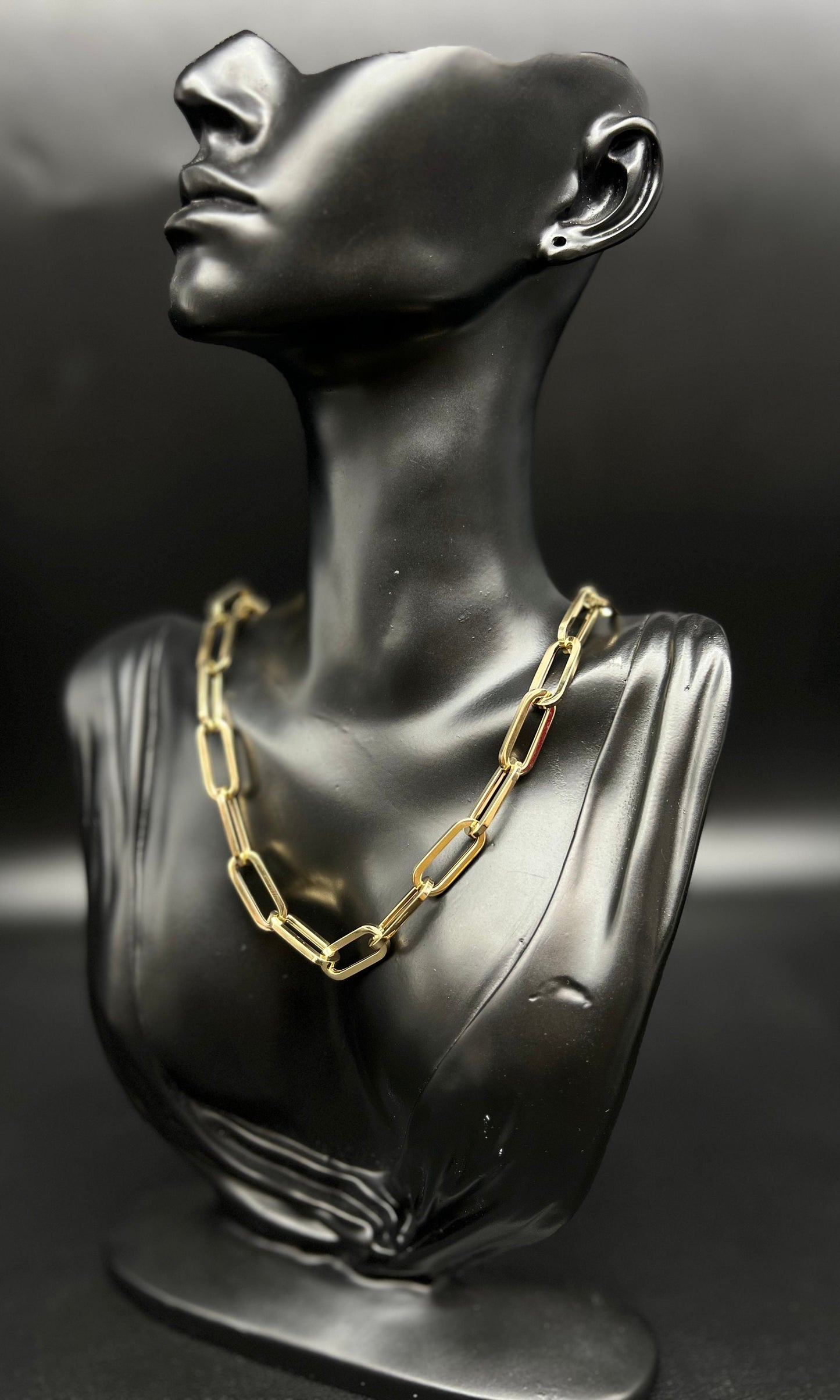 14K Yellow Gold Paperclip Chain Necklace, 14K Real Gold Paperclips Necklace 3mm-9mm, Fancy Women Necklace, Real 14k Yellow Gold