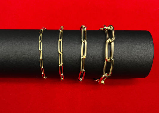 Real 14k Gold Paperclip Chain Bracelet 3MM - 9MM, 14k Yellow Gold Women Bracelet,Fancy Gold Bracelet,14k Gold Paperclips Bracelet