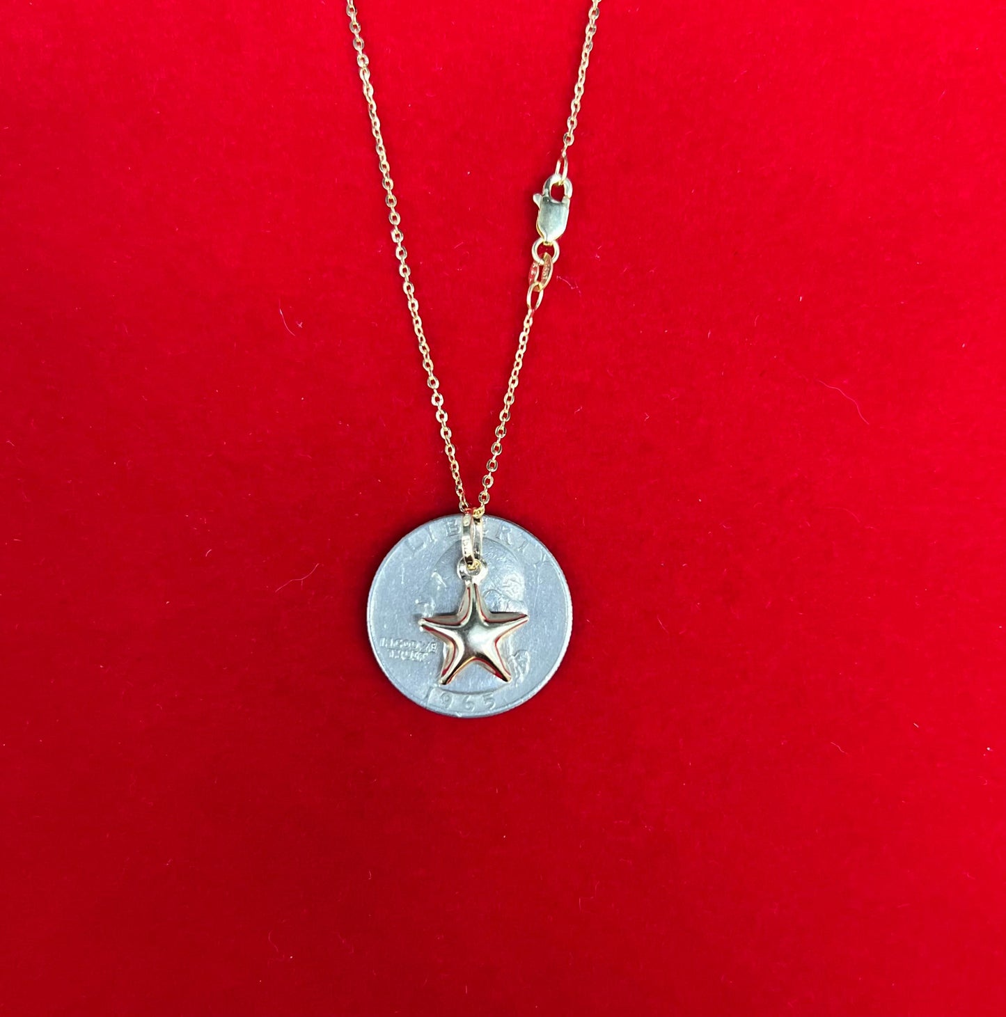 14K Real SOLID Gold Puffed STAR Charm, 14k Real Gold 1 mm Cable  Chain Necklace,14k Gold 3D Star Pendant,14k Real Gold Pendants Necklace