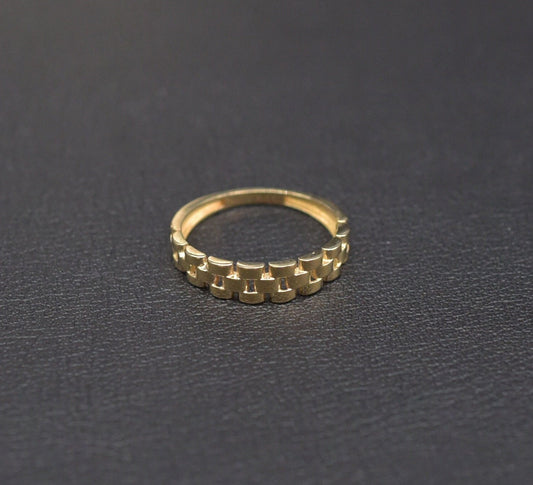 14k Solid Gold Watchband Ring, 14k Solid Gold Women Dainty Ring, Unique Design Band Ring, Gold Statement Ring, Gift, Minimalist Gold Ring
