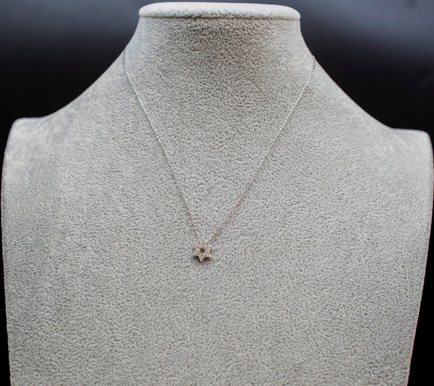 Diamond White Gold Star Necklace,14K White Gold Diamond Necklace, 14K Solid Gold Star Necklace Chain, 14k Real Diamond Dainty Women Necklace