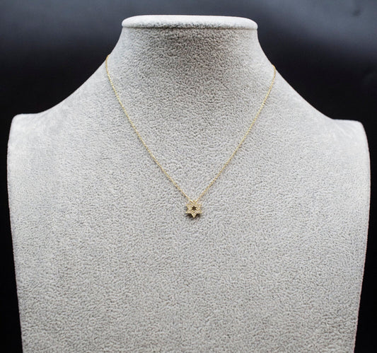Real Natural Diamond Star Necklace, 14K Gold Diamond Necklace , 14K Solid Gold Star Necklace Chain, 14k Real Diamond Dainty Women Necklace