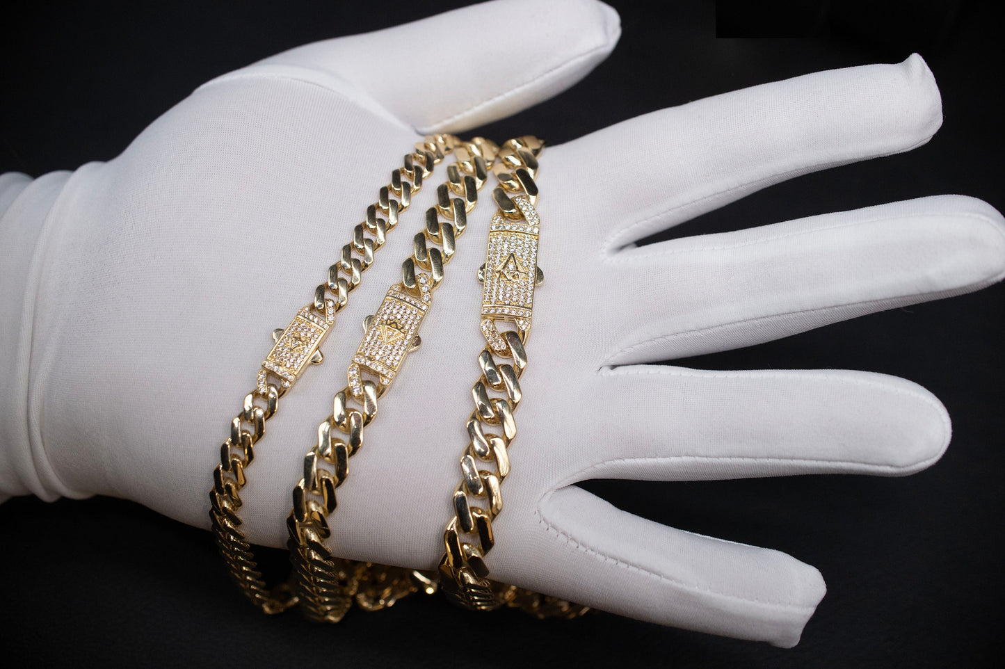 14k Real Gold Miami Cuban Link Chain with Zirconia Box Lock Necklace and Bracelet , 5.2mm - 11mm Real 14K Yellow Gold, 14k Gold Chain