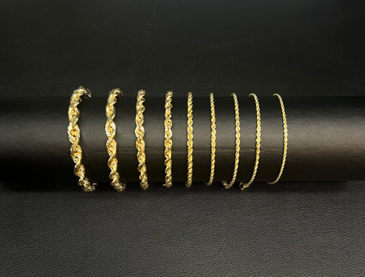 10K Real SOLID Gold Chain Bracelet, Gold Bracelet 1.6mm - 5mm,10K Gold Rope Chain, 10K Gold Chain,  Men Women,10K Solid Gold Chain