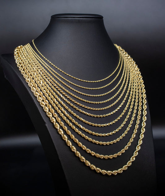 14K Gold Rope Chain Gold Rope Chain Necklace 2mm 2.3mm 2.5mm 3mm 3.5mm 4mm 6mm 18-26 inches, 14K Gold Rope Chain, 14K Gold Chain, Men Women