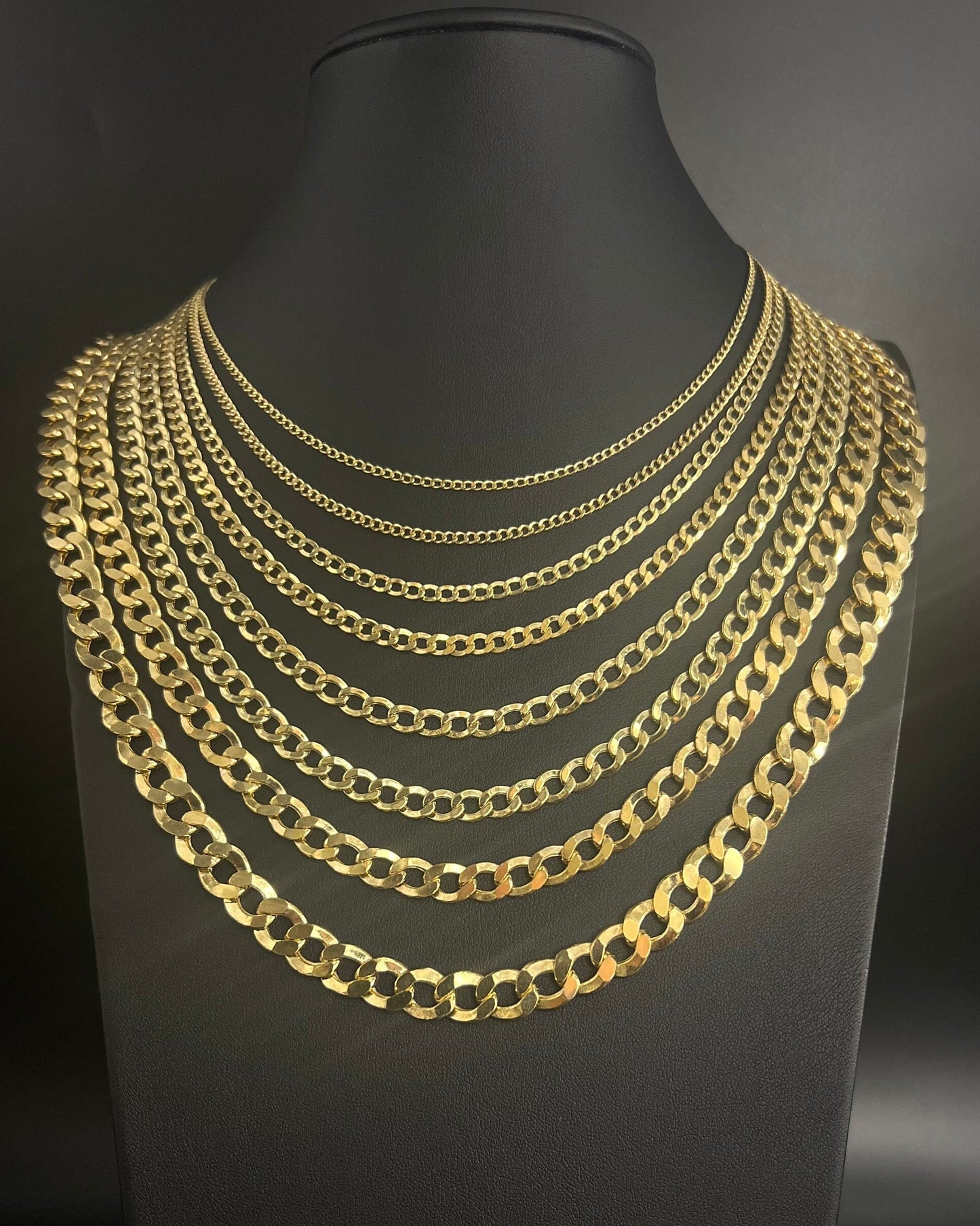 14K Real Gold Cuban Curb Link Chain, 2mm-9.8mm Cuban Curb Chain,14K Real Gold Chain, Man and Woman,14K Yellow Gold Cuban Curb Necklace