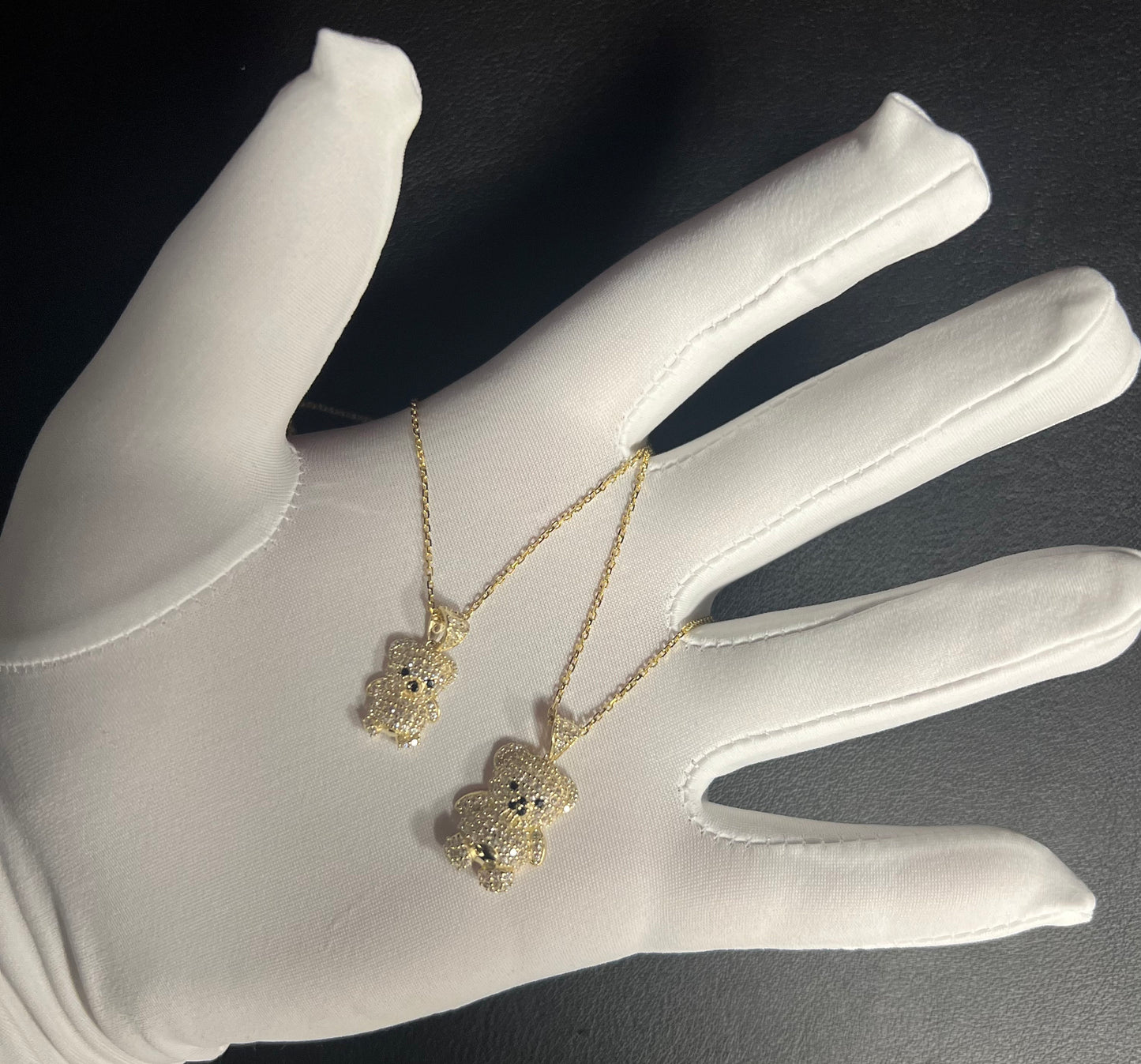 10K Solid Gold Teddy Bear Necklace, Real Gold Bear Pendant, 10K Gold 1.2mm Cable Chain Necklace, Cute Gold Charm Jewelry for Women