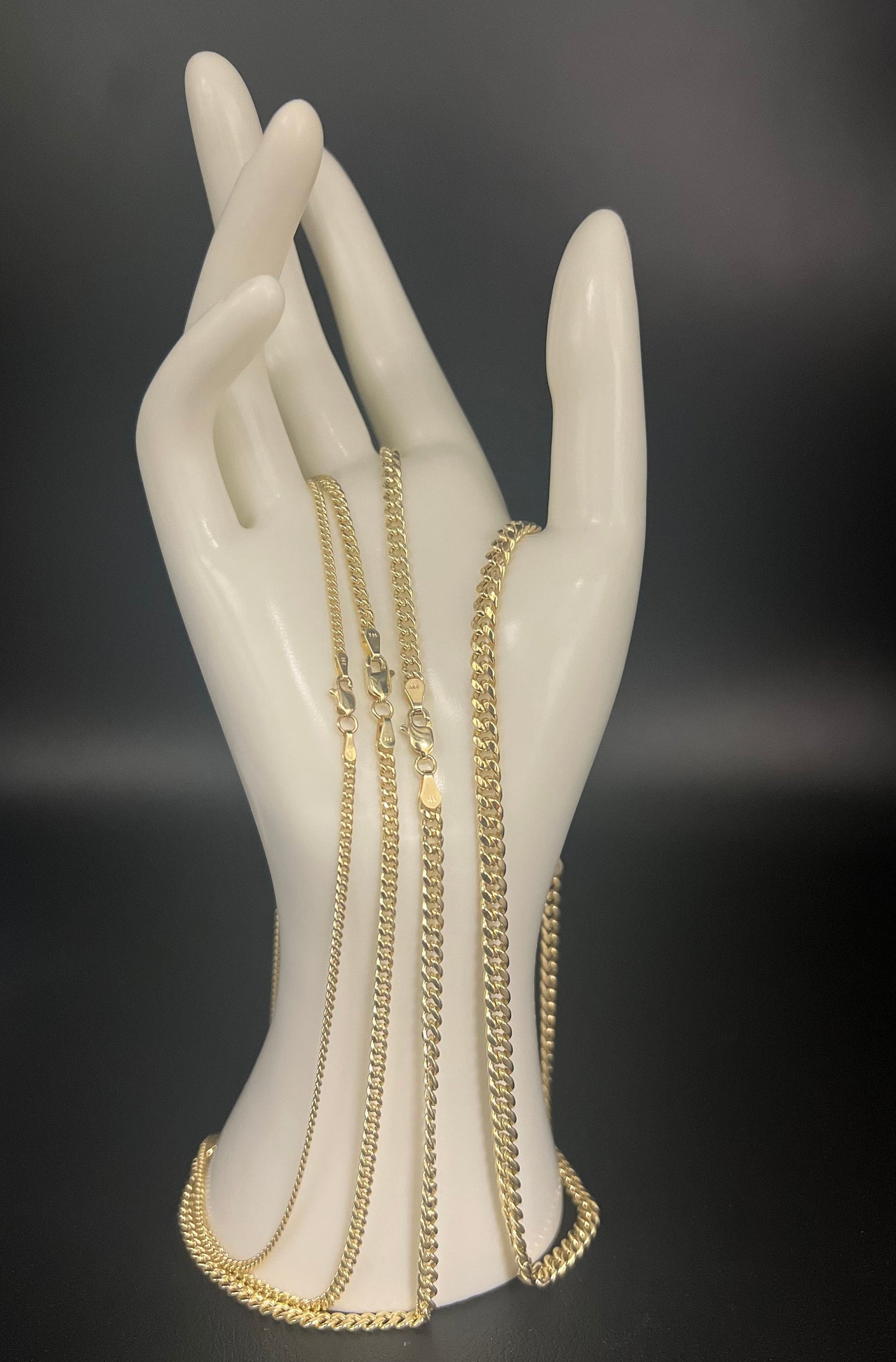 14k Real Gold Miami Cuban Link Chain Necklace 2mm - 6.8mm Inches Real 14K Yellow Gold,Man Gold Chain,Ladies Gold Chain, 14k Gold Chain