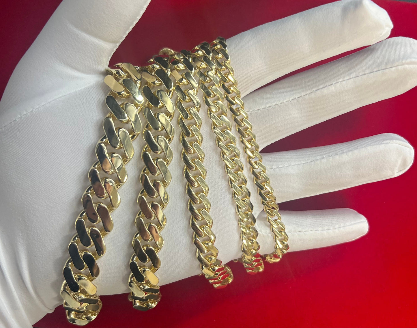 14k Yellow Gold Miami Cuban Chain Bracelet Zirconia Box Lock, 7mm - 15mm Real 14K Yellow Gold,,14k Gold Bracelet, 14k gold Miami cuban