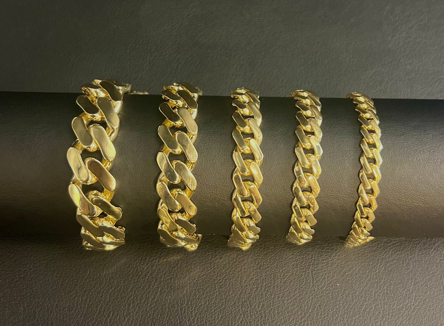 14k Yellow Gold Miami Cuban Chain Bracelet Zirconia Box Lock, 7mm - 15mm Real 14K Yellow Gold,,14k Gold Bracelet, 14k gold Miami cuban