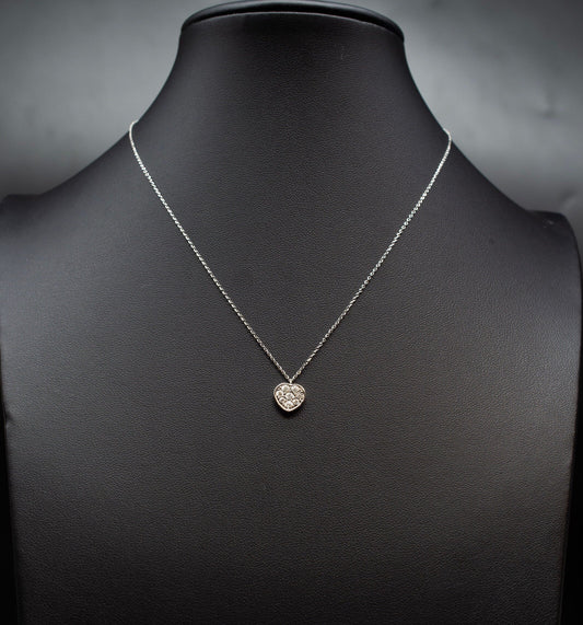 14k Solid Gold Natural Diamond Heart Necklace, 14K Gold Diamond Necklace , 14K White Gold Heart Necklace, 14k Real Diamond Women Necklace