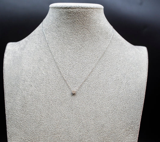 14k Solid Gold Natural Diamond Necklace, 14K Gold Circle Diamond Necklace , 14K White Gold Point Diamond Necklace, 14k Real Diamond Necklace