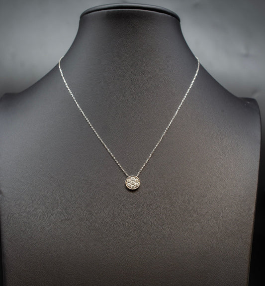 14k Solid Gold Natural Diamond Necklace, 14K Gold Circle Diamond Necklace , 14K White Gold Point Diamond Necklace, 14k Real Diamond Necklace
