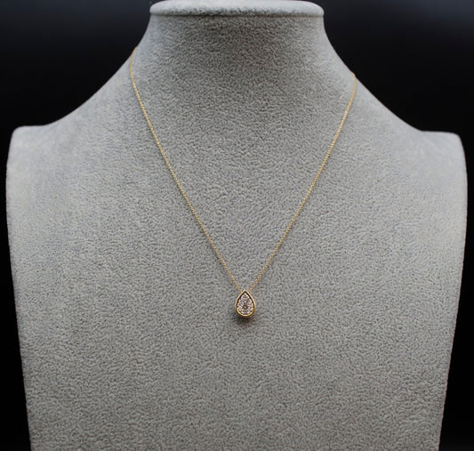 14k Solid Gold Natural Diamond Drop Necklace, 14K Gold Diamond Necklace , 14K Solid Gold Drop Necklace, 14k Real Diamond Women Necklace